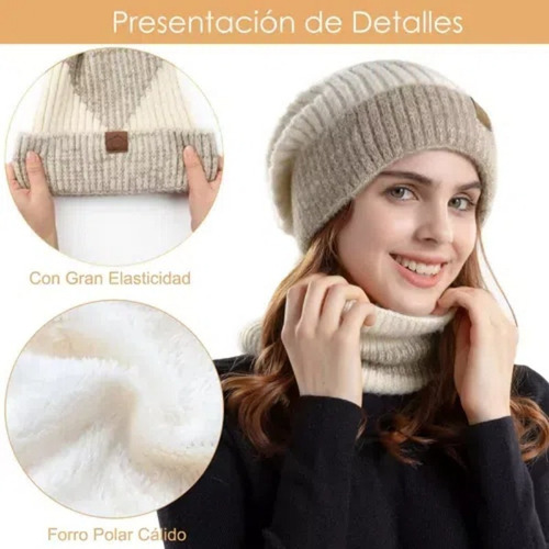 Gorro De Punto De Invierno Cálido Conjuntode Gorro Y Bufanda
