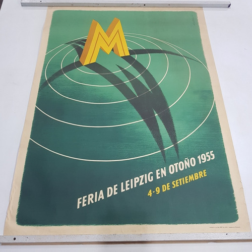 Antiguo Afiche Alemania Feria Leipzig 1955 Otoño Mag 61375