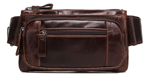 Riñonera Cuero Genuino Para Hombre, Bolsa De Pecho De Viaje