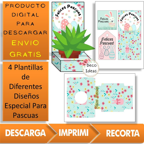 Imagen 5 de 6 de Kit Imprimible 09 Pascuas Caja Porta Huevo + Etiqueta + Tag