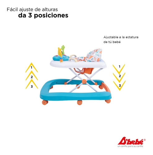 Andadera Caminadora D Bebe Jungle 2 En 1 Musical Luz Juguete Color Azul/Blanco
