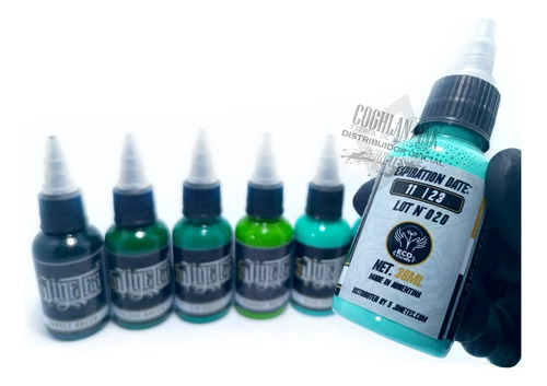 Imagen 4 de 5 de Tinta Tattoo 5 Jinetes Ink Set Green´s X1 (38ml) Tatuar