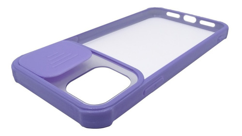 Carcasa Reforzada Protección Cámara Para iPhone 12 O 12 Pro Color Violeta Liso