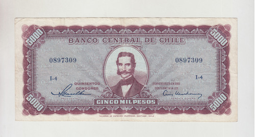 Billete Chile 5000 Pesos Maschke Mackenna (c85