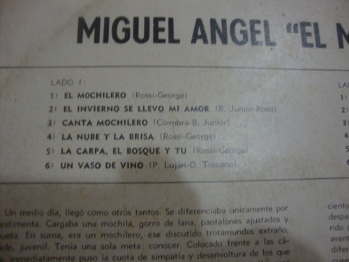 Vinilo Miguel Angel El Mochilero F1