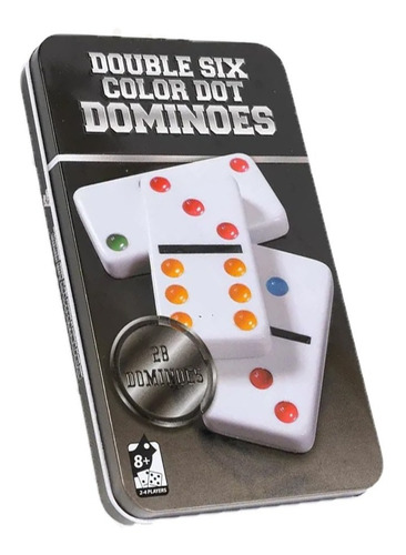Domino Doble 6 Juego En Caja Metalica  28 Fichas Con Color