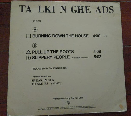 Talking Heads Burning Down The H 12  Vinilo Usa 83 Mx