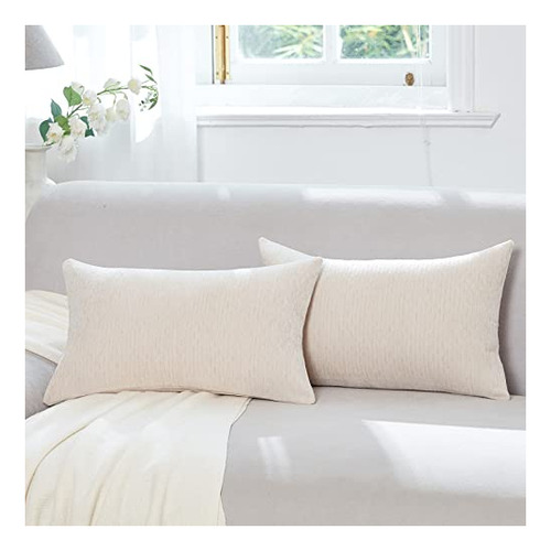 Wlnui Lumbar Beige Pillow Covers 12x20 Inch Set De 2 1clmn