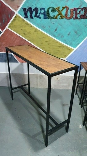 Mesa Barra Desayunador 120x40x105 Industrial Hierro Y Madera