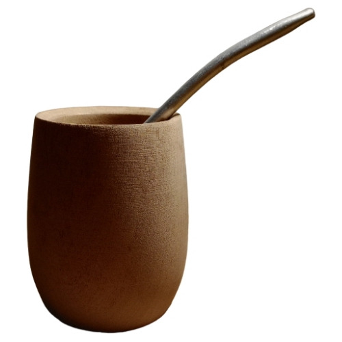 Mate De Madera Algarrobo Perita Para Pintar + Bombilla