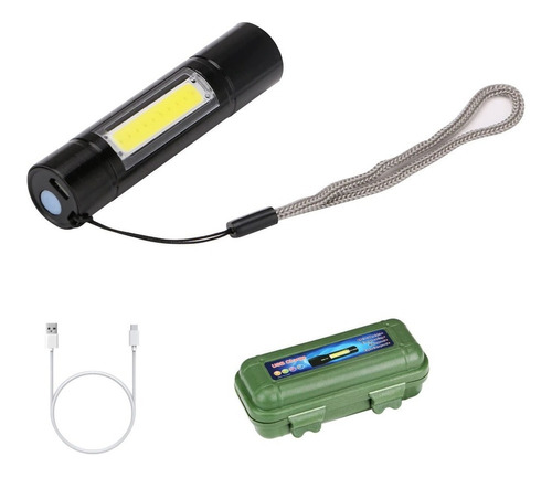 Linterna Led Mini Tactica, Metal, Con Zoom, Recargable+caja