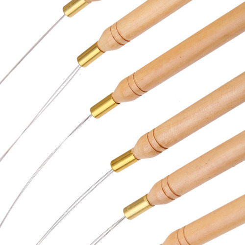 12 Micro Hair Extension Bucle De Madera Enhebrador De Agujas