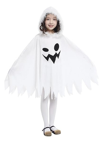 Disfraz Halloween Fantasma Elfo Capa Con Plumas En El Poncho