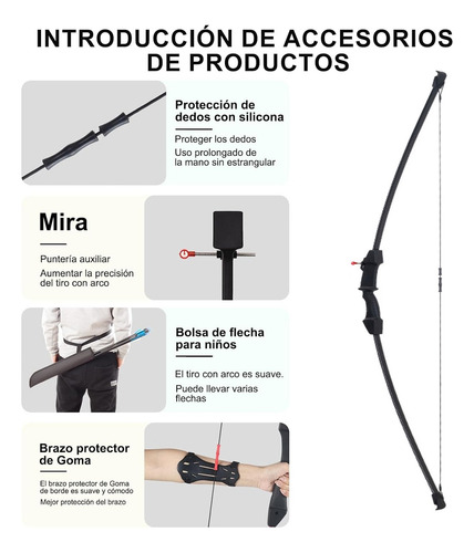 Arco Recurvo Deportivo Con Flechas Y Accesorios Para Niño
