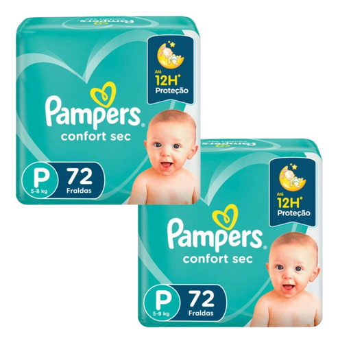 Kit 2 Fralda Pampers Confort Sec P 72 Unidades 