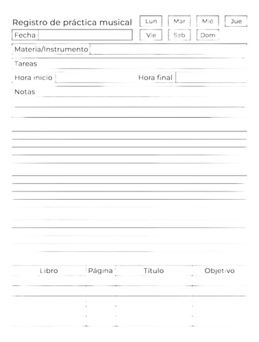 Cuaderno Estudio Profesional 50 Hojas (100 Páginas.) Música