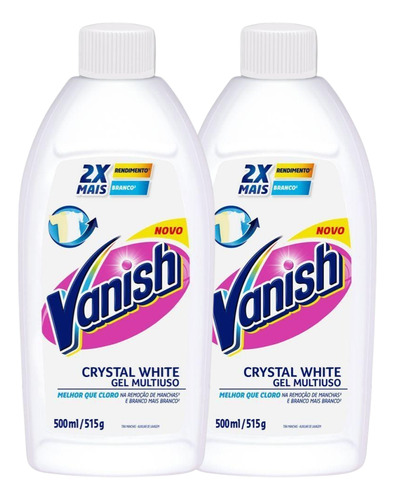 Kit Com 2 Tira Manchas Gel Vanish Crystal White 500ml Cada