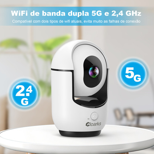 Cloarks 2k Full Hd Ip Wifi 5g Câmera De Segurança Interna Sem Fio 360° 220v, Câmera Ptz Com Alarme De Sirene De Visão Noturna, Câmera Com Fio Para Babá E Animais De Estimação Com Áudio Bidirecional