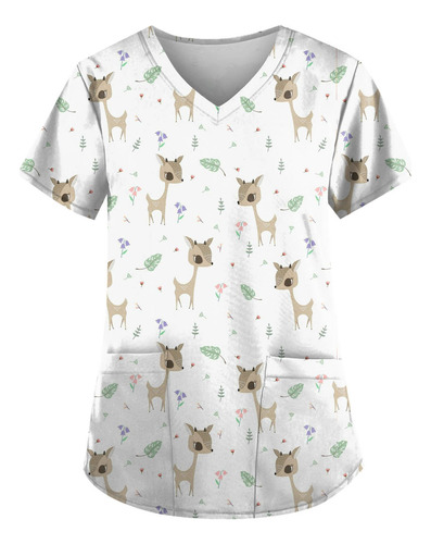 Uniforme Médico Con Bolsillo En V Y Cuello En V Para Mujer
