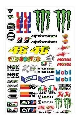 56 Adesivos Moto Gp Garra M1 Capacete Carro Bau Cb Colante