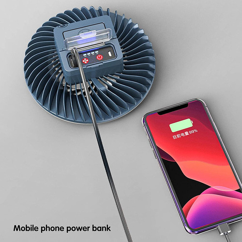 Li Ventilador De Camping Portátil Con Batería Led Usb