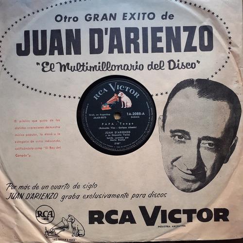 Disco De Pasta 78 Rpm - Juan D'arienzo (papa)