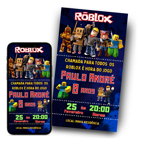 Roblox Convite Digital Festa Aniversário Infantil Game