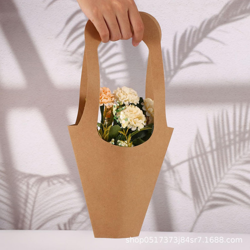 50 Bolsas De Regalo De Flores De Papel Kraft