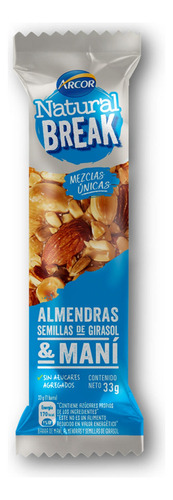 Barra De Almendras Girasol Y Maní Arcor Natural Break 33 G