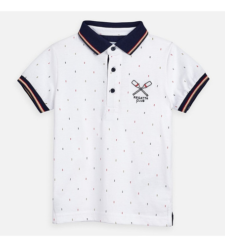 Polo Manga Corta Microestampado Niño 3151 Blanco