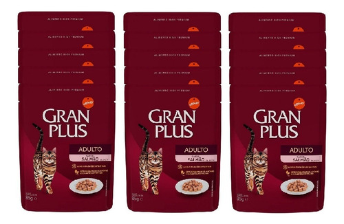 Sachê Gato Adulto Salmão 85g Gran Plus Kit 15 Unid.