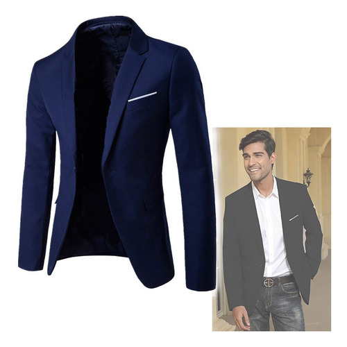 Saco Blazer Hombre Negro Casual Moda Caballero Slim Fit