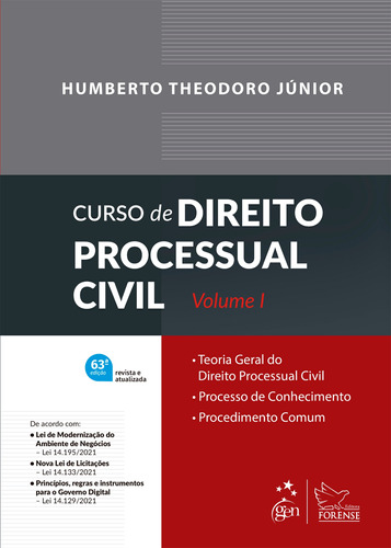 Curso de Direito Processual Civil - Vol. 1, de THEODORO Jr., Humberto. Editora Forense Ltda., capa mole em português, 2021