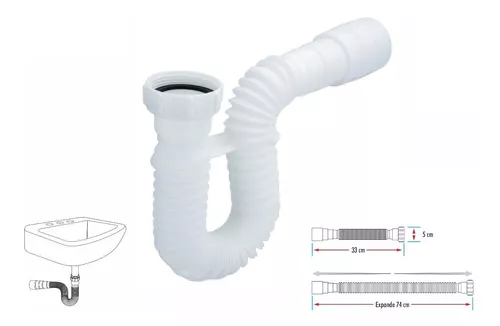 Sifón SIFON020 flexible y con válvula para lavabo