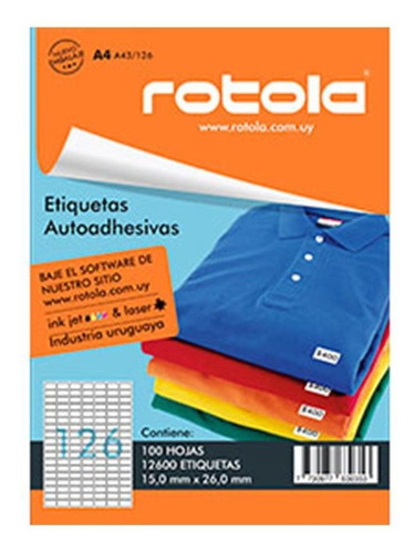 Etiquetas Imprimibles Rotola A43/126 12600 Unidades 15x26cm