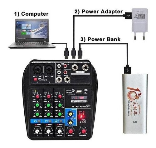 Mesa De Som Interface Usb 4 Canais Bluetooth Phantom Digital