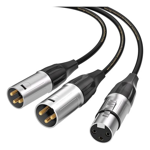 1 Cable De Micrófono Divisor Xlr Y Macho A 2 Hembras De 3 Pines Macho A Doble Xlr Hembra, Cable De Audio De Micrófono Equilibrado Para Micrófono Estéreo A Pista De Audio L Y R, 30 Cm