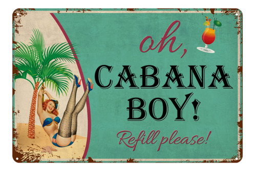 Ruoruo Letrero Metal Vintage Cabana Boy Para Bar Terraza 12