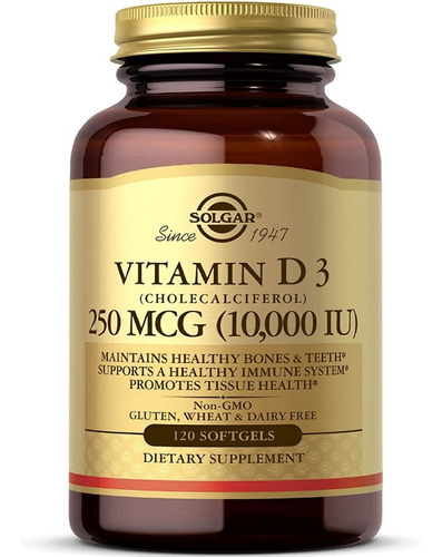 Vitamina D3 (colecalciferol) 10,000 Iu Solgar -120 Cáps