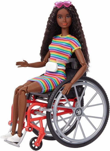Imagem 1 de 5 de Boneca Barbie - Fashionista Cadeira De Rodas- Negra- Lacrada