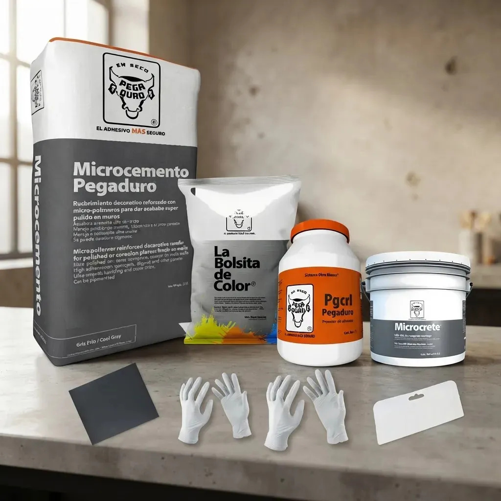 Kit Completo Microcemento 12m2 + Capa Selladora Mate color Gris claro de bolsita de color