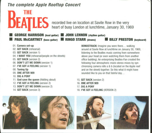 The Beatles Digi Complete Rooftop Concert 69+4 Bonus Europeo