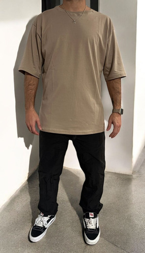 Remera Oversize 100% Algodon Peinado Cuello Rib Premium