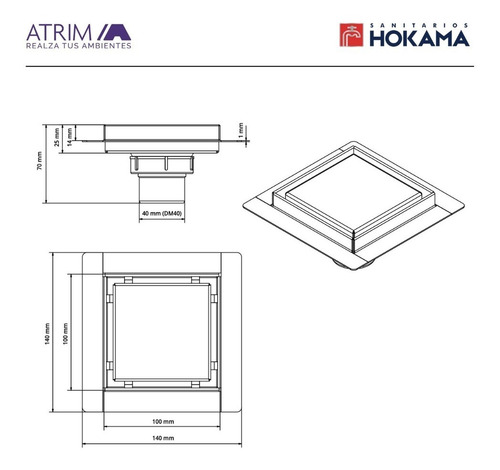 Portareja Desague Cuadrado 10 Baño Acero Compatible Awaduct