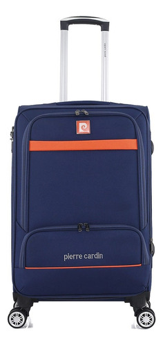 Valija Pierre Cardin 28 Pulgadas Grande Rígida Pc4014 Color Azul Y Naranja Lisa