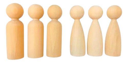 Pack X6 Muñeco Mediano Madera 11cm Peg Dolls Vincores Baum