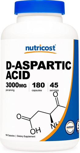 Nutricost D-aspartic Acid 3000mg 180 Caps 45 Serv