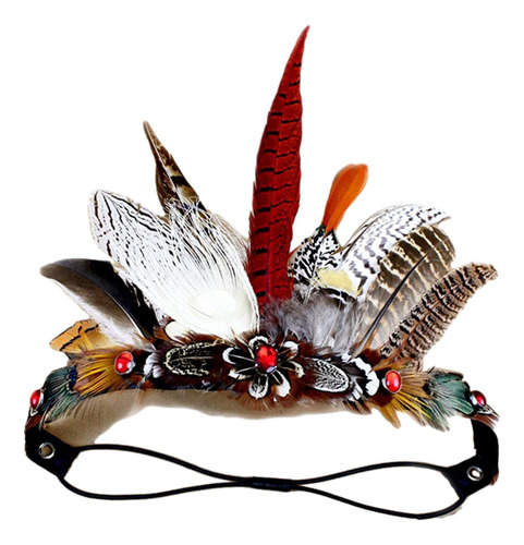 1 Tocado De Plumas De Inspiración India, Diadema For Adultos