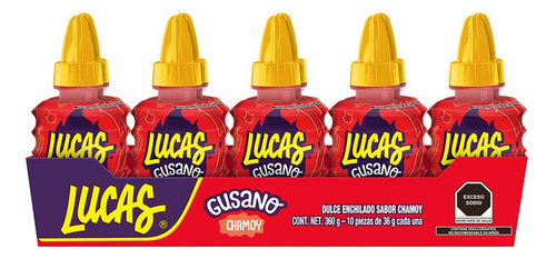 Lucas Gusano Dulces Salsa Chamoy 10 Piezas De 36g - 360g