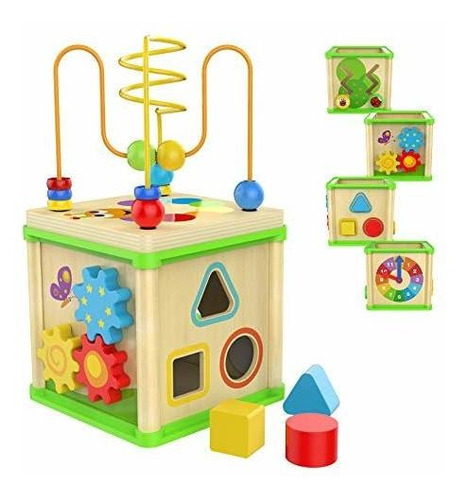 Juguetes Bebe Cubo De Actividad De Madera Top Bright Para Ni